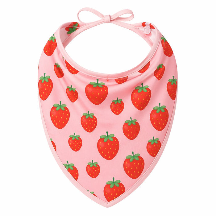 Mimi Baby Bib | Strawberry Patch | Blossom | Bamboo-Cotton, Waterproof, Tagless | 0-4Y