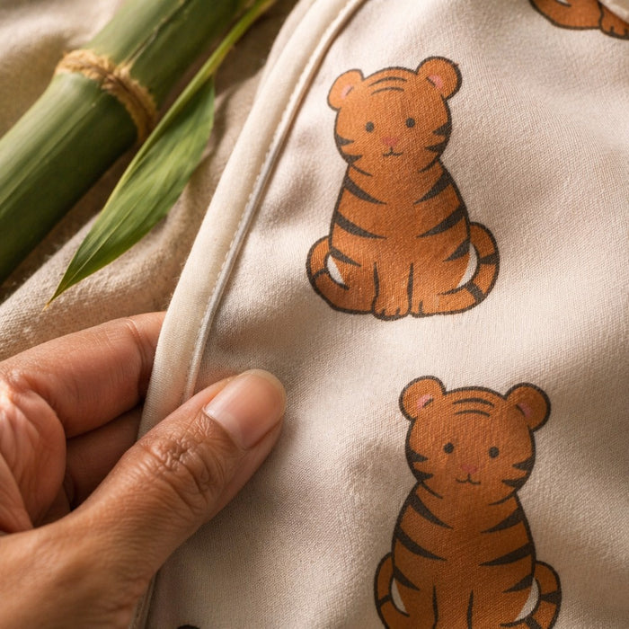 Mimi Baby Bib | Tiger Cub | Safari Tales | Bamboo-Cotton, Waterproof, Tagless | 0-4Y
