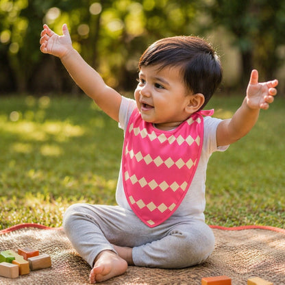 Mimi Baby Bib | Zigzag | Geo Play | Bamboo-Cotton, Waterproof, Tagless | 0-4Y
