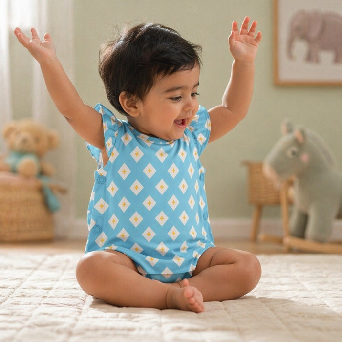 Mimi Baby Jhabla | Argyle | Geo Play | Bamboo-Cotton, Tagless, 3× Softer | 0-9M