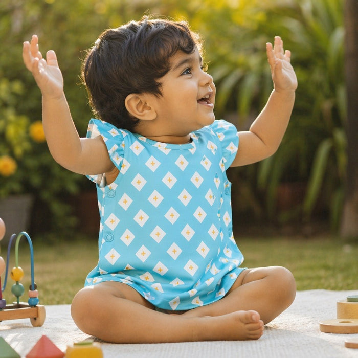 Mimi Baby Jhabla | Argyle | Geo Play | Bamboo-Cotton, Tagless, 3× Softer | 0-9M