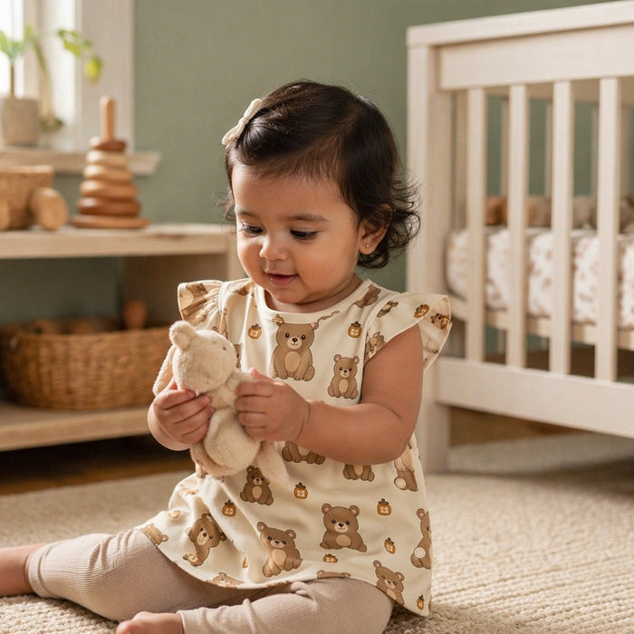 Mimi Baby Jhabla | Bear Cub | Safari Tales | Bamboo-Cotton, Tagless, 3× Softer | 0-9M