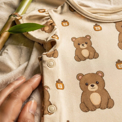 Mimi Baby Jhabla | Bear Cub | Safari Tales | Bamboo-Cotton, Tagless, 3× Softer | 0-9M