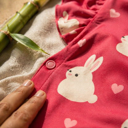 Mimi Baby Jhabla | Bunny Hop | Blossom | Bamboo-Cotton, Tagless, 3× Softer | 0-9M