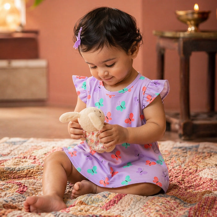 Mimi Baby Jhabla | Butterfly Garden | Blossom | Bamboo-Cotton, Tagless, 3× Softer | 0-9M