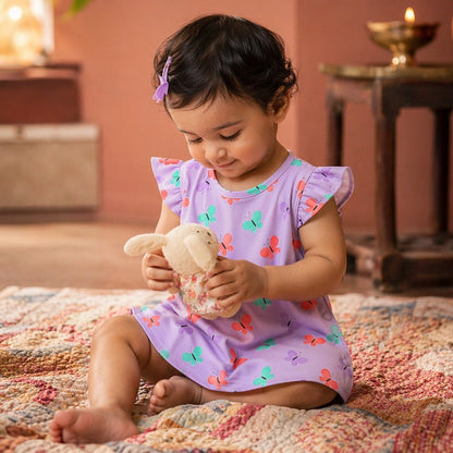 Mimi Baby Jhabla | Butterfly Garden | Blossom | Bamboo-Cotton, Tagless, 3× Softer | 0-9M