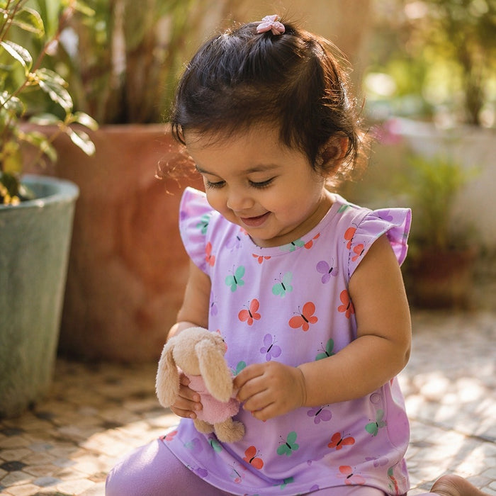 Mimi Baby Jhabla | Butterfly Garden | Blossom | Bamboo-Cotton, Tagless, 3× Softer | 0-9M