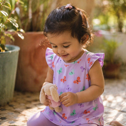Mimi Baby Jhabla | Butterfly Garden | Blossom | Bamboo-Cotton, Tagless, 3× Softer | 0-9M