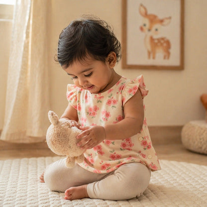 Mimi Baby Jhabla | Cherry Blossom | Blossom | Bamboo-Cotton, Tagless, 3× Softer | 0-9M