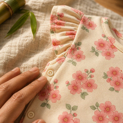 Mimi Baby Jhabla | Cherry Blossom | Blossom | Bamboo-Cotton, Tagless, 3× Softer | 0-9M