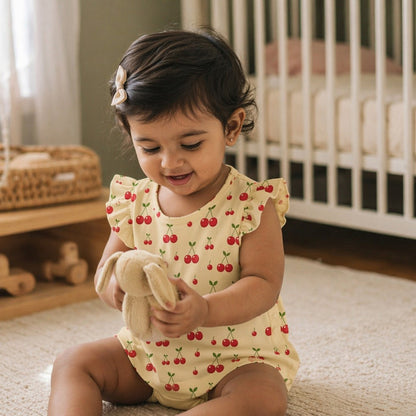 Mimi Baby Jhabla | Cherry Pair | Orchard | Bamboo-Cotton, Tagless, 3× Softer | 0-9M