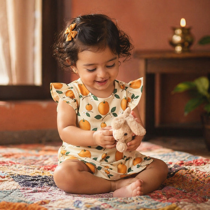 Mimi Baby Jhabla | Citrus Grove | Orchard | Bamboo-Cotton, Tagless, 3× Softer | 0-9M