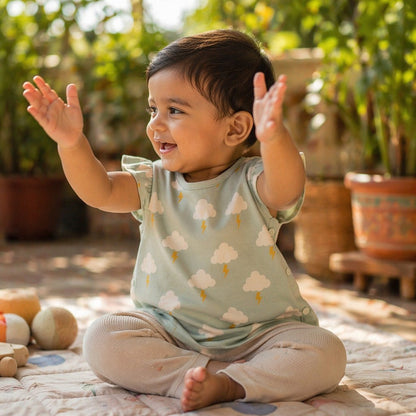 Mimi Baby Jhabla | Cloud + Lightning | Monsoon Magic | Bamboo-Cotton, Tagless, 3× Softer | 0-9M
