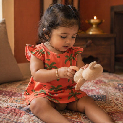 Mimi Baby Jhabla | Coconut Palm | Tropicale | Bamboo-Cotton, Tagless, 3× Softer | 0-9M