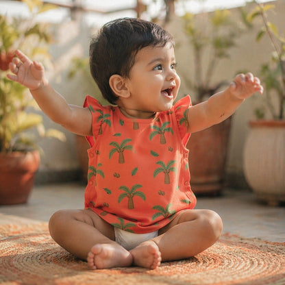 Mimi Baby Jhabla | Coconut Palm | Tropicale | Bamboo-Cotton, Tagless, 3× Softer | 0-9M