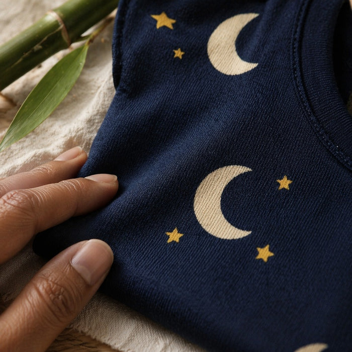 Mimi Baby Jhabla | Crescent Moon + Stars | Stardust | Bamboo-Cotton, Tagless, 3× Softer | 0-9M