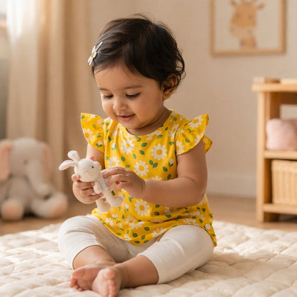 Mimi Baby Jhabla | Daisy Chain | Blossom | Bamboo-Cotton, Tagless, 3× Softer | 0-9M