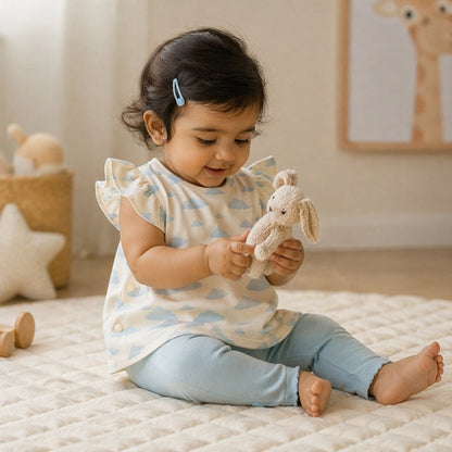 Mimi Baby Jhabla | Drifting Clouds | Monsoon Magic | Bamboo-Cotton, Tagless, 3× Softer | 0-9M