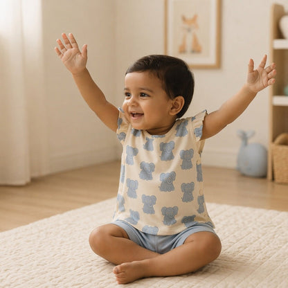 Mimi Baby Jhabla | Elephant Parade | Safari Tales | Bamboo-Cotton, Tagless, 3× Softer | 0-9M