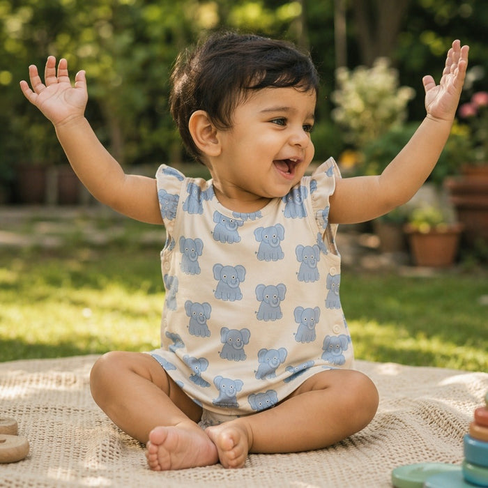 Mimi Baby Jhabla | Elephant Parade | Safari Tales | Bamboo-Cotton, Tagless, 3× Softer | 0-9M