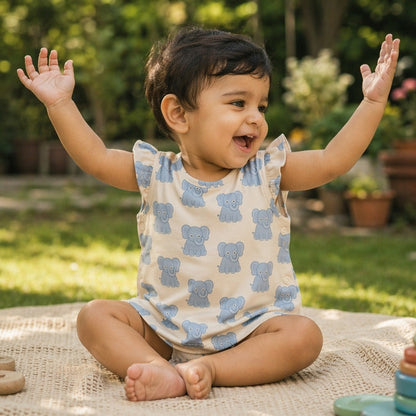 Mimi Baby Jhabla | Elephant Parade | Safari Tales | Bamboo-Cotton, Tagless, 3× Softer | 0-9M