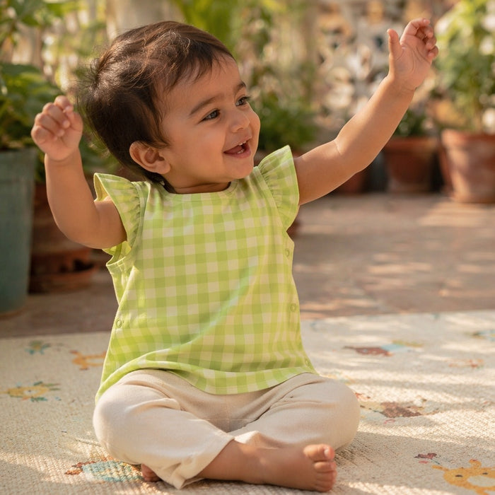 Mimi Baby Jhabla | Gingham | Geo Play | Bamboo-Cotton, Tagless, 3× Softer | 0-9M
