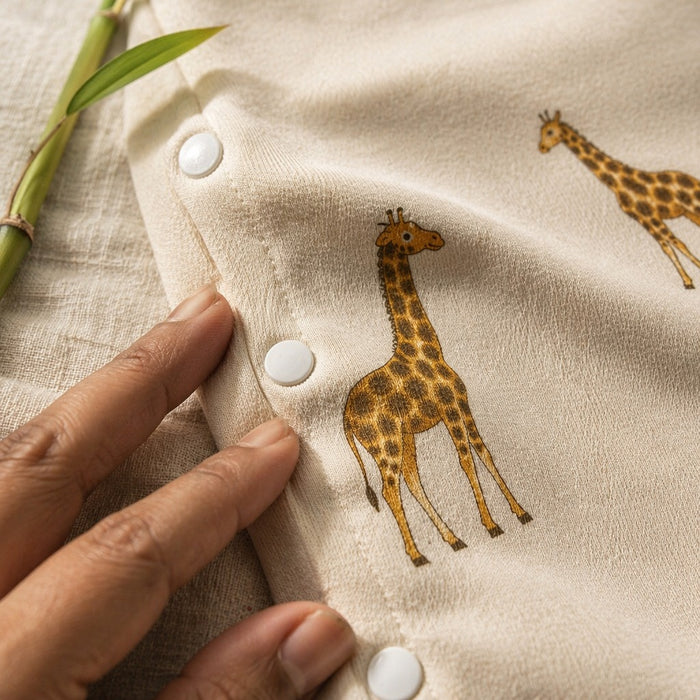 Mimi Baby Jhabla | Giraffe Royale | Safari Tales | Bamboo-Cotton, Tagless, 3× Softer | 0-9M