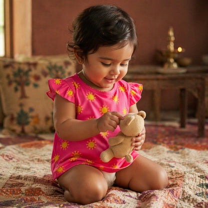 Mimi Baby Jhabla | Golden Sun | Monsoon Magic | Bamboo-Cotton, Tagless, 3× Softer | 0-9M
