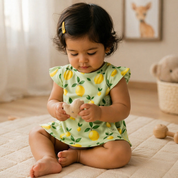 Mimi Baby Jhabla | Lemon Branch | Orchard | Bamboo-Cotton, Tagless, 3× Softer | 0-9M