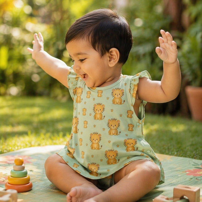 Mimi Baby Jhabla | Lion Cub | Safari Tales | Bamboo-Cotton, Tagless, 3× Softer | 0-9M