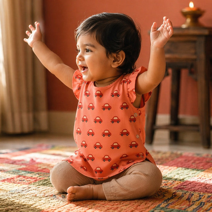 Mimi Baby Jhabla | Little Car | Little Voyager | Bamboo-Cotton, Tagless, 3× Softer | 0-9M