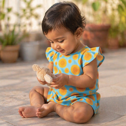 Mimi Baby Jhabla | Marigold Burst | Tropicale | Bamboo-Cotton, Tagless, 3× Softer | 0-9M