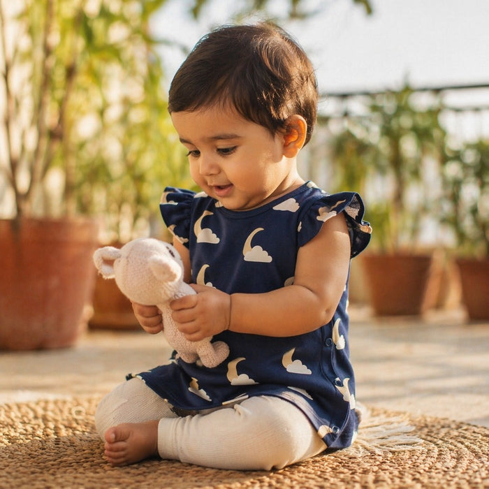 Mimi Baby Jhabla | Moon + Cloud | Stardust | Bamboo-Cotton, Tagless, 3× Softer | 0-9M