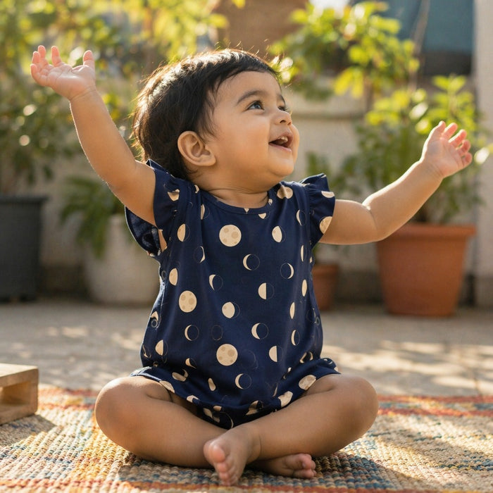 Mimi Baby Jhabla | Moon Phases | Stardust | Bamboo-Cotton, Tagless, 3× Softer | 0-9M