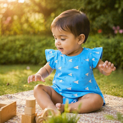 Mimi Baby Jhabla | Paper Airplane | Little Voyager | Bamboo-Cotton, Tagless, 3× Softer | 0-9M