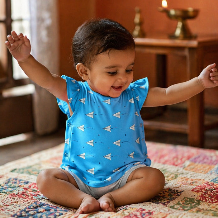 Mimi Baby Jhabla | Paper Airplane | Little Voyager | Bamboo-Cotton, Tagless, 3× Softer | 0-9M