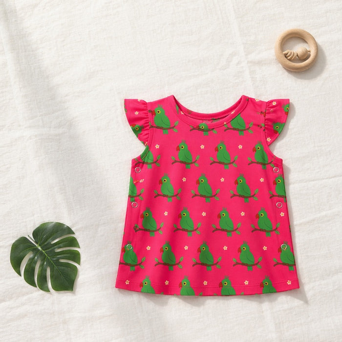 Mimi Baby Jhabla | Parrot on Branch | Tropicale | Bamboo-Cotton, Tagless, 3× Softer | 0-9M