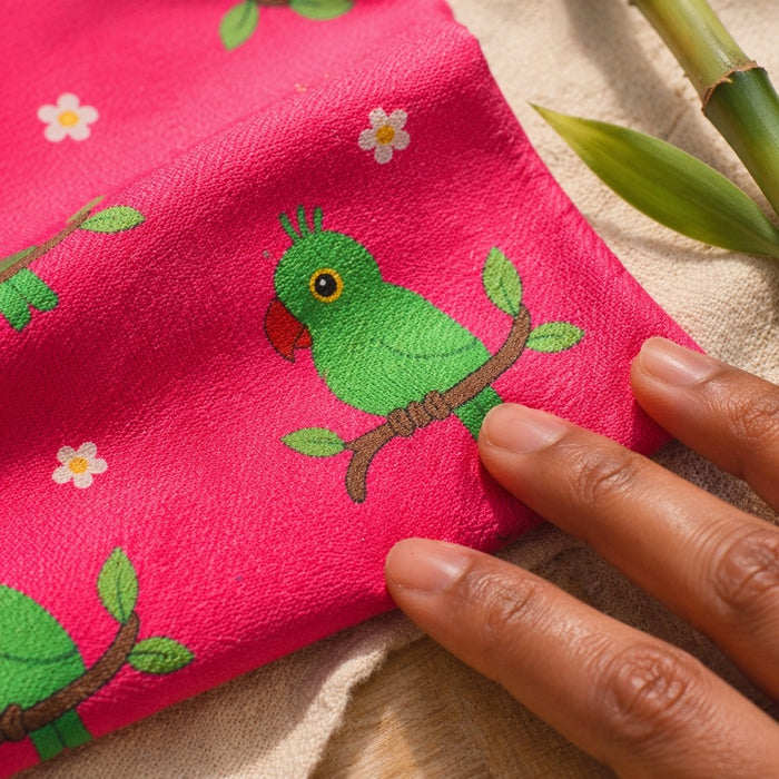 Mimi Baby Jhabla | Parrot on Branch | Tropicale | Bamboo-Cotton, Tagless, 3× Softer | 0-9M