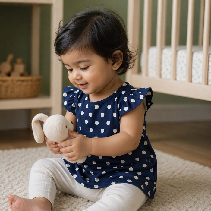 Mimi Baby Jhabla | Polka Dots | Geo Play | Bamboo-Cotton, Tagless, 3× Softer | 0-9M