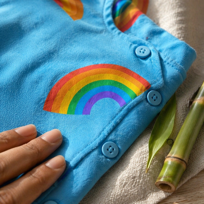 Mimi Baby Jhabla | Rainbow Arc | Monsoon Magic | Bamboo-Cotton, Tagless, 3× Softer | 0-9M