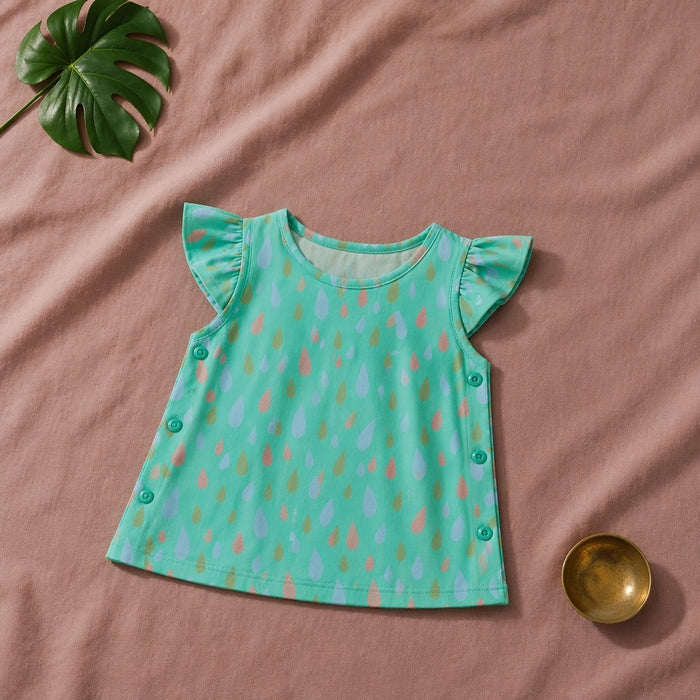 Mimi Baby Jhabla | Raindrop Scatter | Monsoon Magic | Bamboo-Cotton, Tagless, 3× Softer | 0-9M