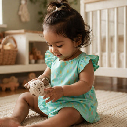 Mimi Baby Jhabla | Raindrop Scatter | Monsoon Magic | Bamboo-Cotton, Tagless, 3× Softer | 0-9M