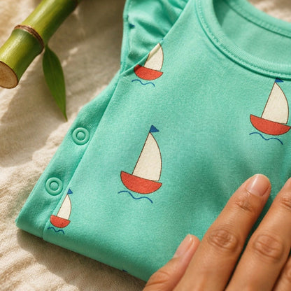 Mimi Baby Jhabla | Sailboat | Little Voyager | Bamboo-Cotton, Tagless, 3× Softer | 0-9M
