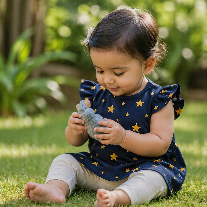 Mimi Baby Jhabla | Scattered Stars | Stardust | Bamboo-Cotton, Tagless, 3× Softer | 0-9M