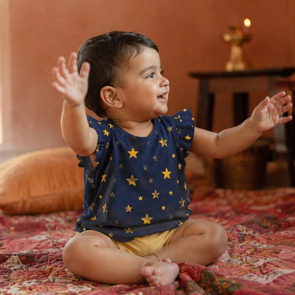 Mimi Baby Jhabla | Scattered Stars | Stardust | Bamboo-Cotton, Tagless, 3× Softer | 0-9M