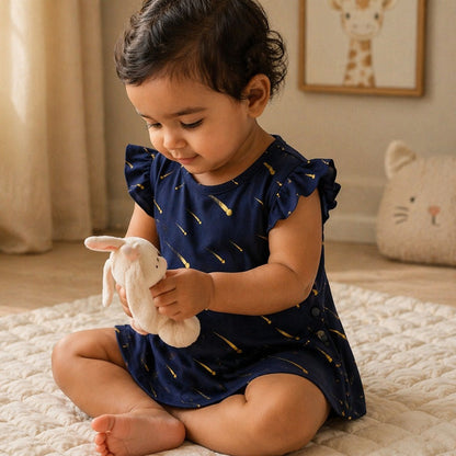Mimi Baby Jhabla | Shooting Stars | Stardust | Bamboo-Cotton, Tagless, 3× Softer | 0-9M