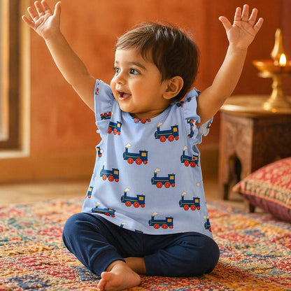 Mimi Baby Jhabla | Steam Train | Little Voyager | Bamboo-Cotton, Tagless, 3× Softer | 0-9M