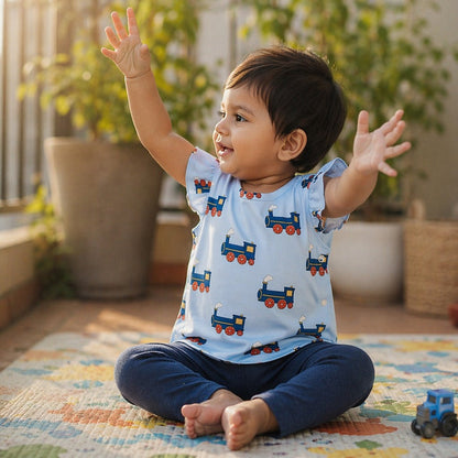 Mimi Baby Jhabla | Steam Train | Little Voyager | Bamboo-Cotton, Tagless, 3× Softer | 0-9M