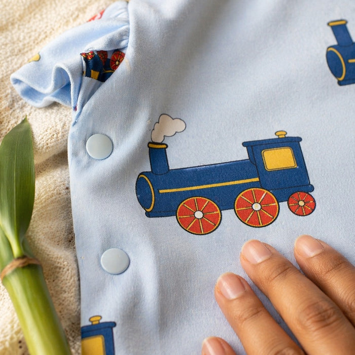 Mimi Baby Jhabla | Steam Train | Little Voyager | Bamboo-Cotton, Tagless, 3× Softer | 0-9M