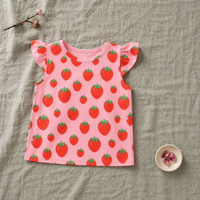 Mimi Baby Jhabla | Strawberry Patch | Blossom | Bamboo-Cotton, Tagless, 3× Softer | 0-9M